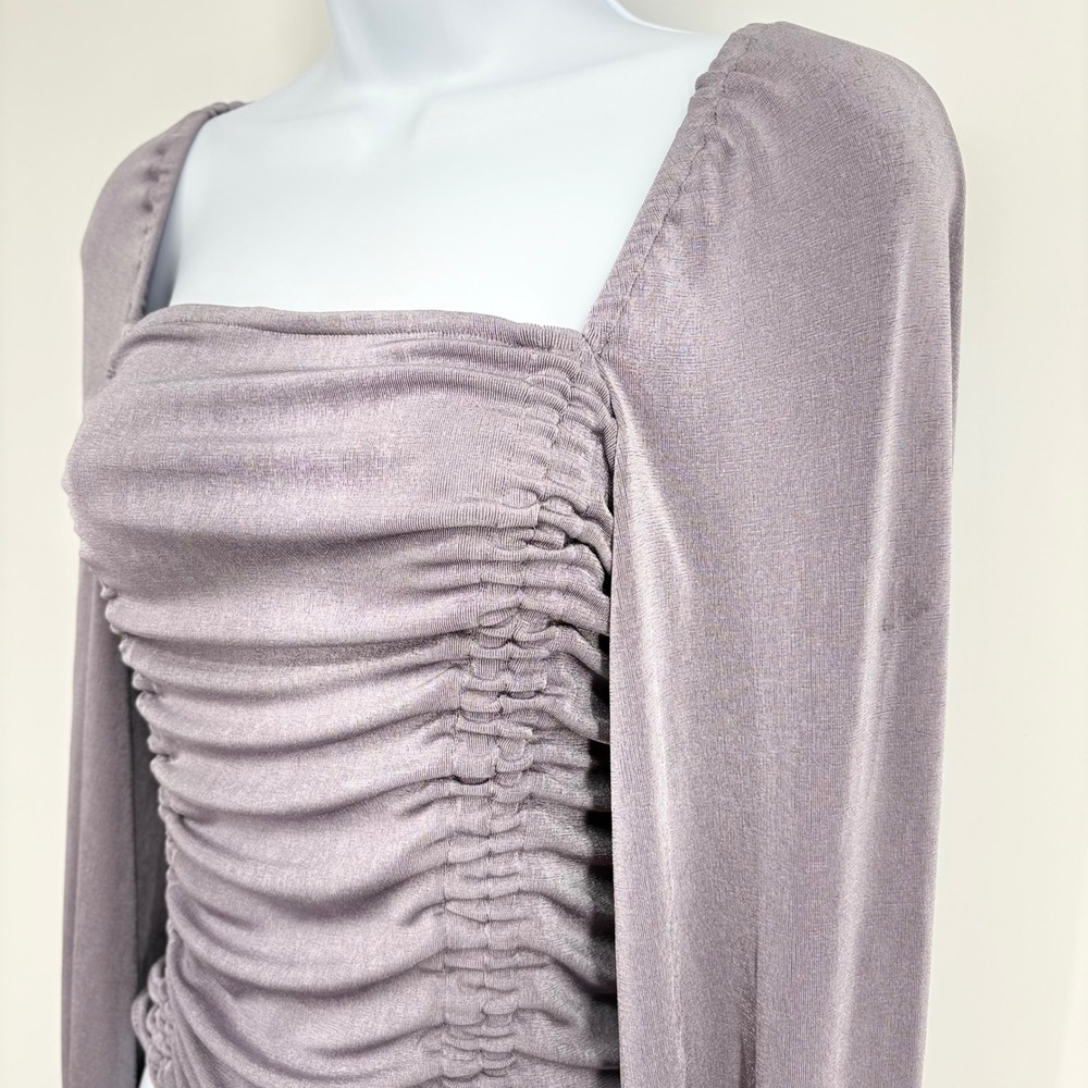 Intimately‎ Free People Meant To Be Ruched Bodysuit Women M Mauve Square Neck - Picture 5 of 14